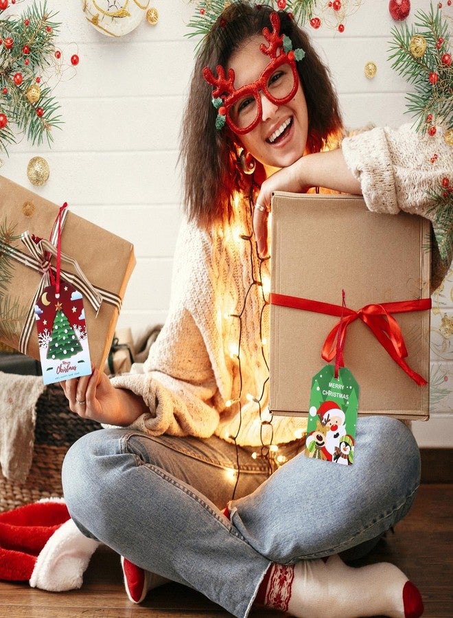 Watersay 160 Pcs Christmas Gift Name Tags with String Xmas Kraft Santa Paper Tags Snowman Elk Deer Printed for Present Wrap Label Package Name Card - Image 3